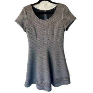 ModCloth Knit Quilted Gray Fit and Flare Dress A-line for Winter by Doe & Rae